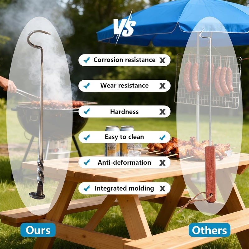 Mpbxisn Meat Flipper, Grill Hooks for Turning, Heavy Duty Stainless Steel BBQ Turner Hooks with Long Handle for Flipping Ribs, Pork Shoulder, Roast on Smoker Grilling (A) - Image 5
